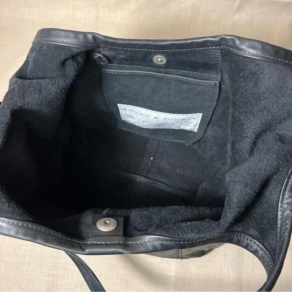 ROUGH & TUMBLE women’s envelope tote tumbled black leather hobo Large shopper - Picture 10 of 10